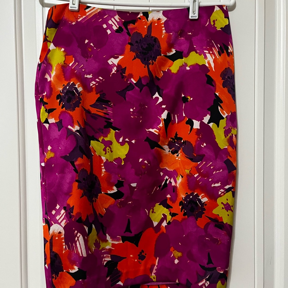 Purple and Orange Midi Pencil Skirt for Work